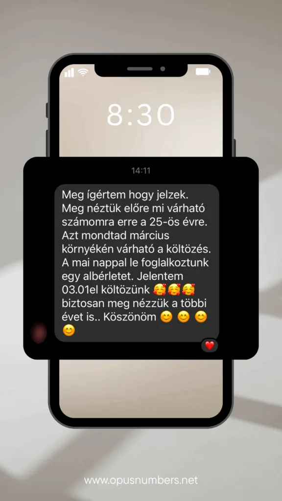 Ügyfélvélemény a numerológiai elemzésről (üzenet képernyőképe) – 36. / 38