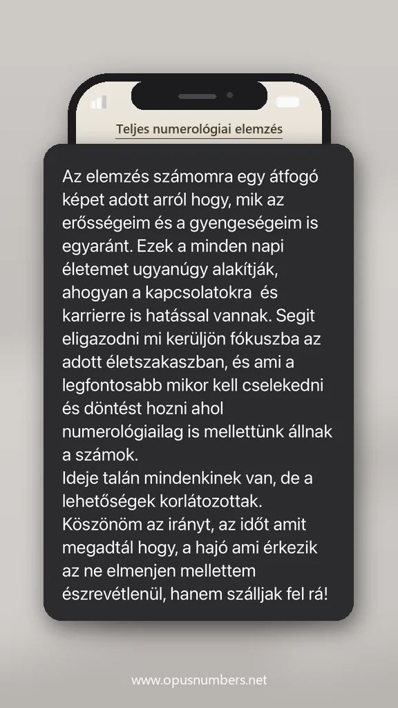 Ügyfélvélemény a numerológiai elemzésről (üzenet képernyőképe) – 11. / 38